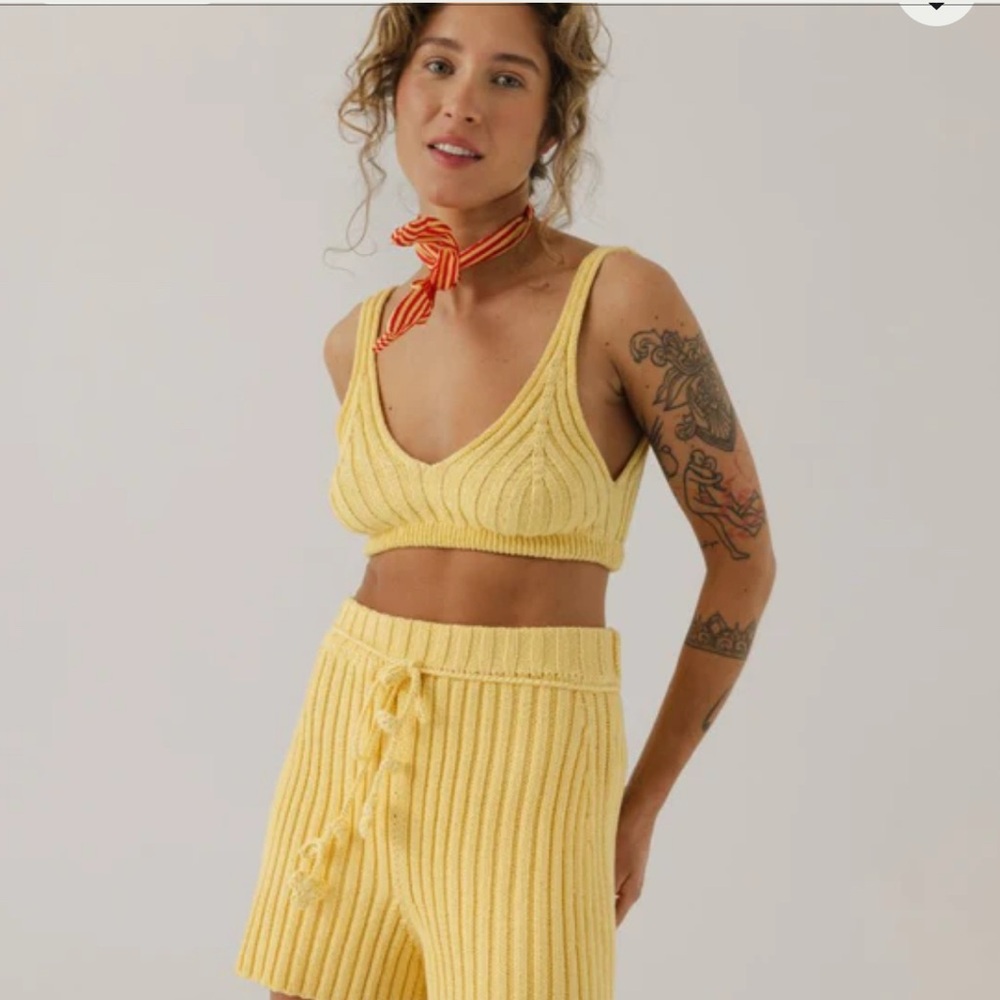 RASPBERRY PINK Knotty Ones Pieva Knit Crop Top/Bralette